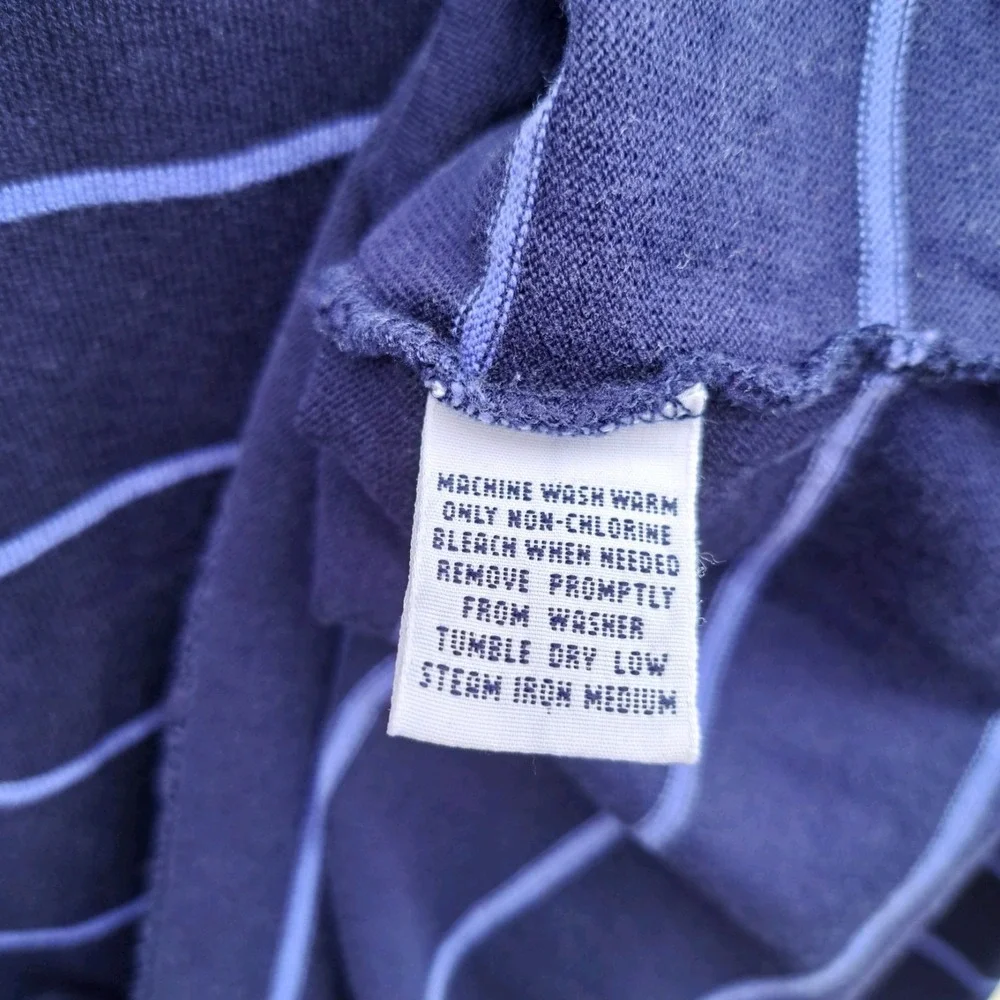 RALPH LAUREN Cotton Polo Golf Shirt  Long Sleeve Blue Striped Size LARGE